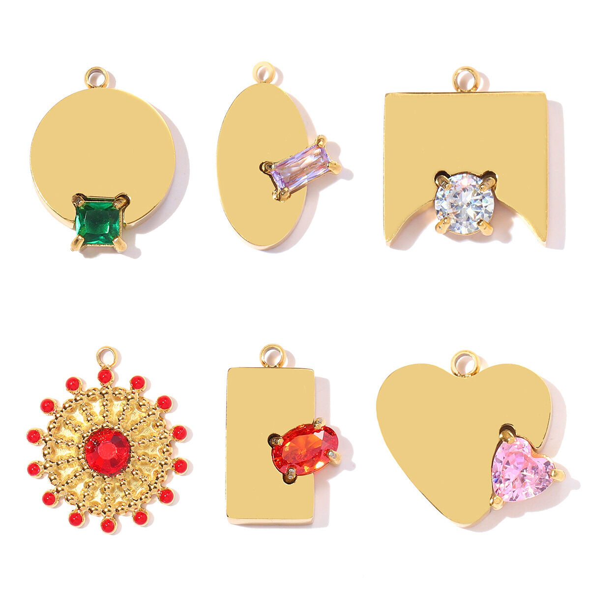 Geometric Figure Shape Zircon Titanium Steel Gold Color Women's Pendants Picture5