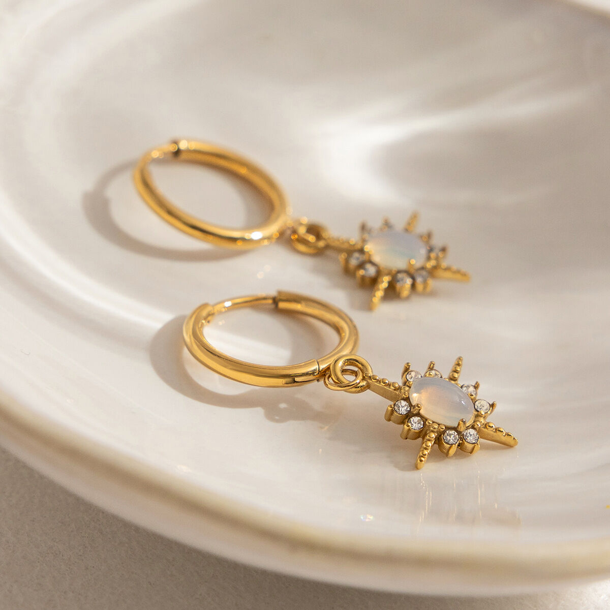 Shimmering Star Stainless Steel Waterproof&Anti-tarnish Gold Color Women's Drop Earrings Picture6