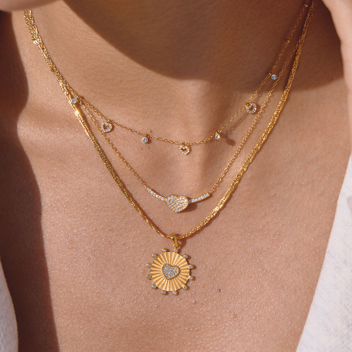 Romantic Heart Stainless Steel Waterproof&Anti-tarnish Gold Color Women's Pendant Necklaces h5Picture5