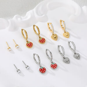 Simple Series Sweet Irregular Shape Heart Circle Stainless Steel Waterproof Gold Color Women's Stud Earrings h5 Picture2