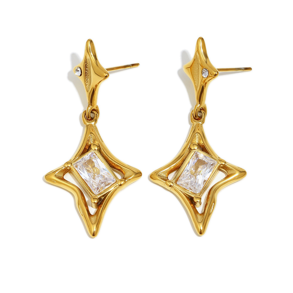 Star Shape Stainless Steel Waterproof Drop Earrings h5Picture2