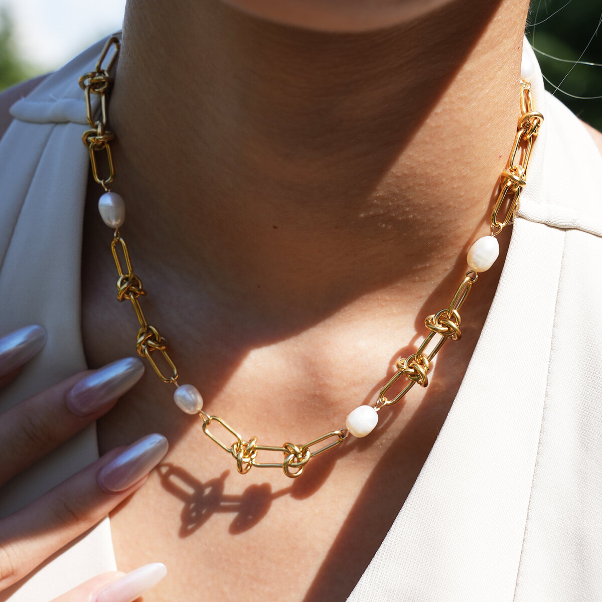 Simple Series Daily Chain Stainless Steel Waterproof Gold Color Women's Chain Necklaces h5 Picture4