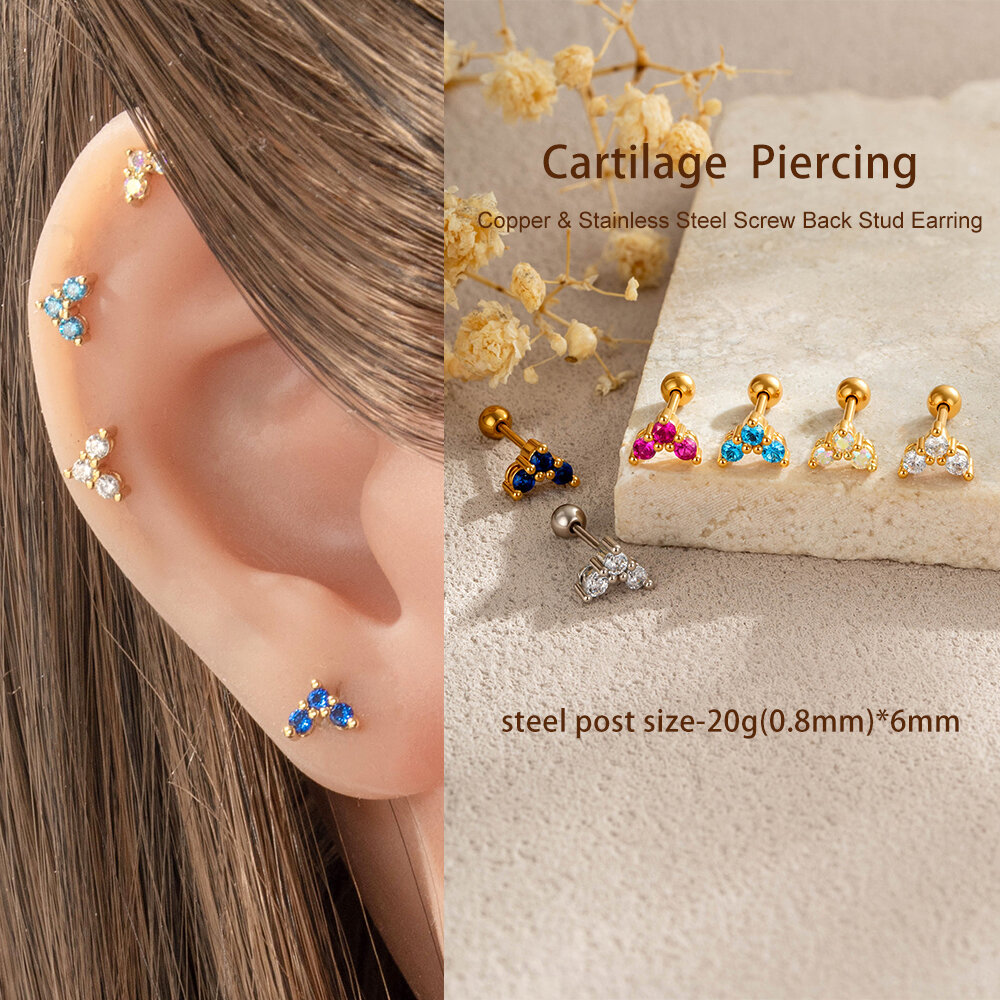 Chic Heart Copper Gold Color Zircon Women's Piercing Earrings h5Picture5