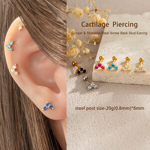 Chic Heart Copper Gold Color Zircon Women's Piercing Earrings h5 Picture5