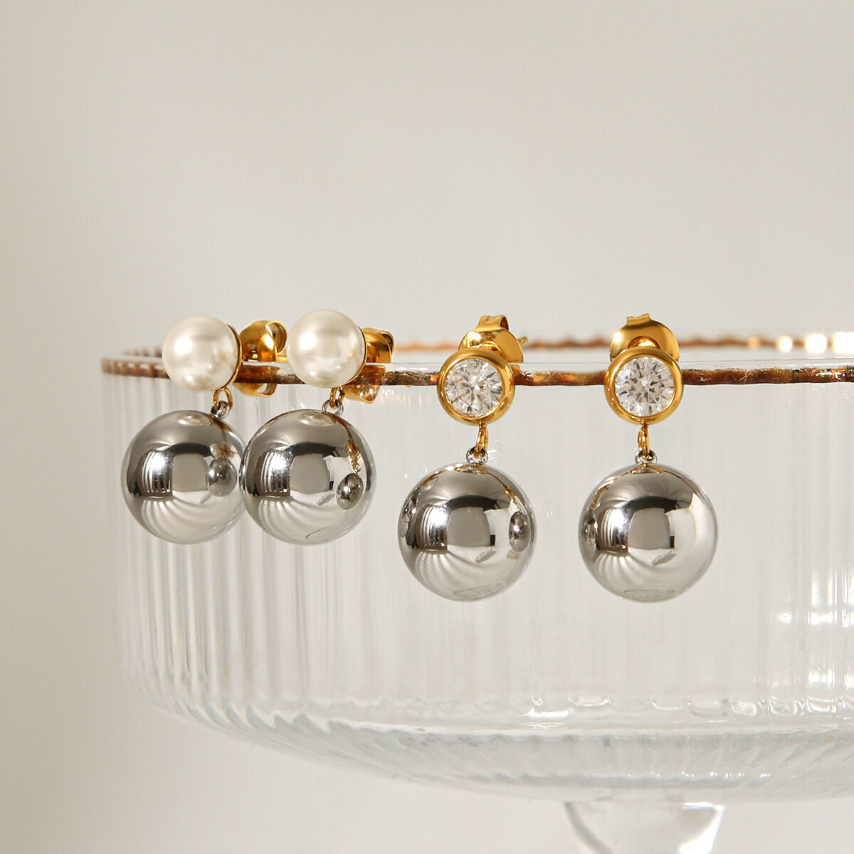 Stainless Steel Waterproof Mixed Color Drop Earrings 2