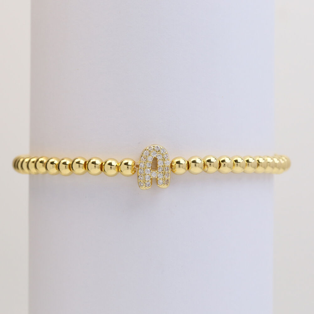 Elegante Damen-Charm-Armbänder aus Kupfer mit Buchstabenperlen