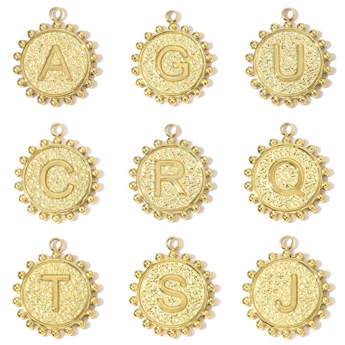 Classic Letter Circle Stainless Steel Waterproof Gold Color Women's Pendants Picture8