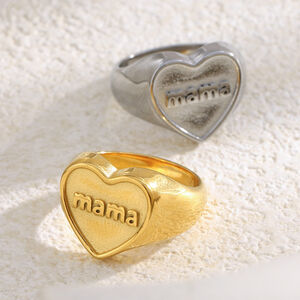 Heart Shape Stainless Steel Waterproof Signet Rings h5 Picture3