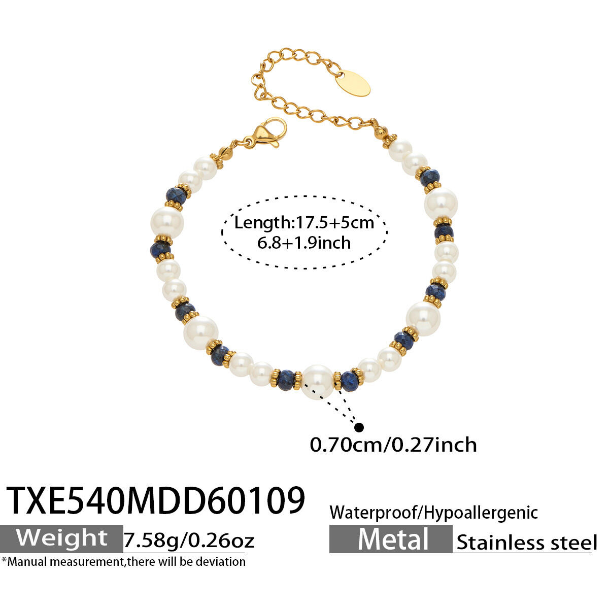 Txe540 - Gold Bracelet 17.5+5Cm