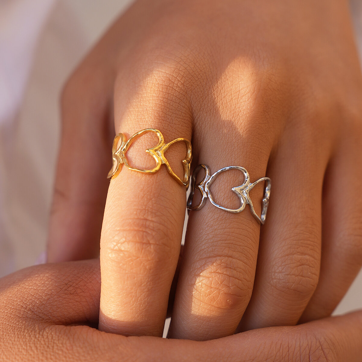 Daily Heart Stainless Steel  Waterproof  fade - resistant Women's Statement Rings