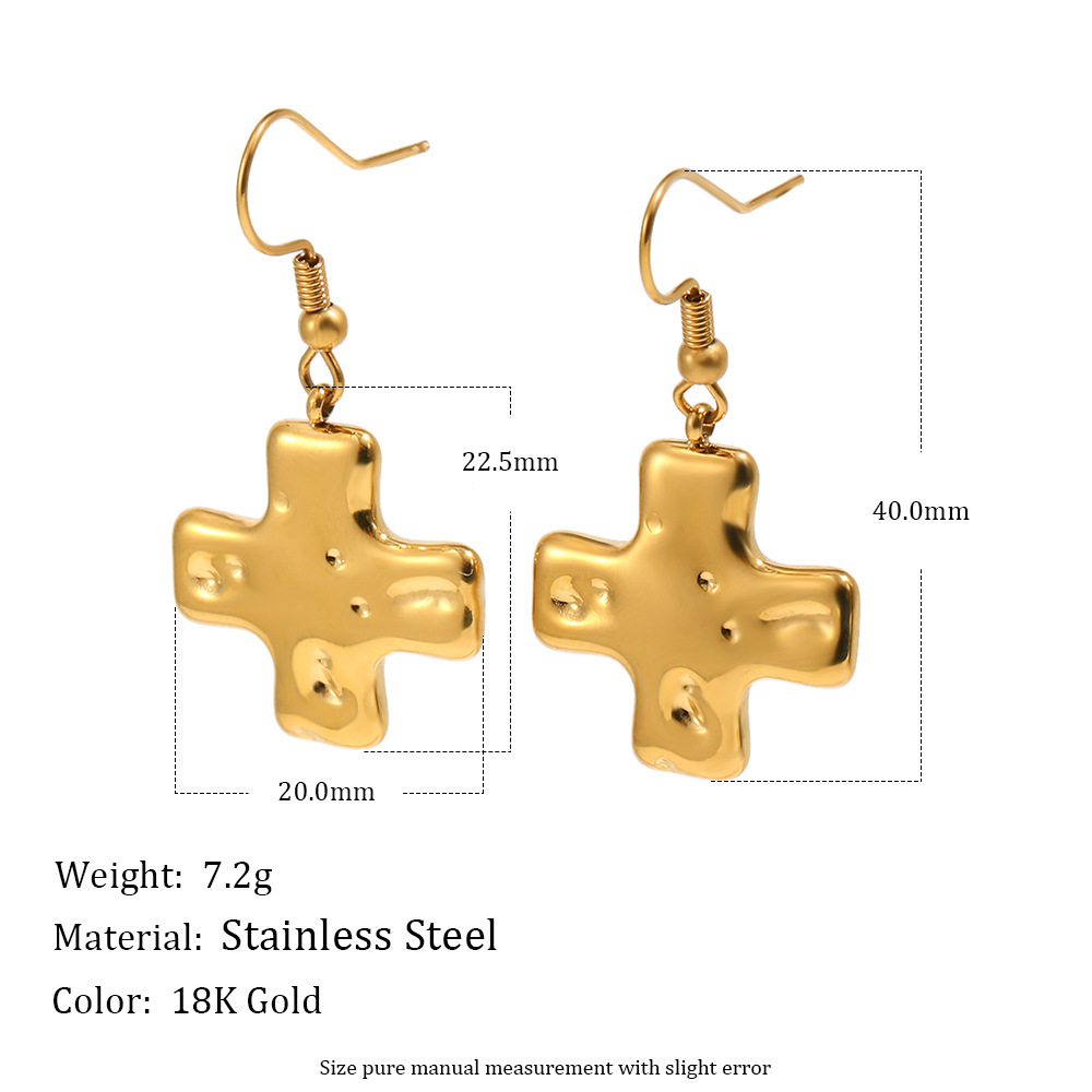 Cross Shape Stainless Steel Waterproof Drop Earrings Picture2