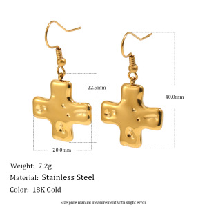 Cross Shape Stainless Steel Waterproof Drop Earrings h5 Picture2