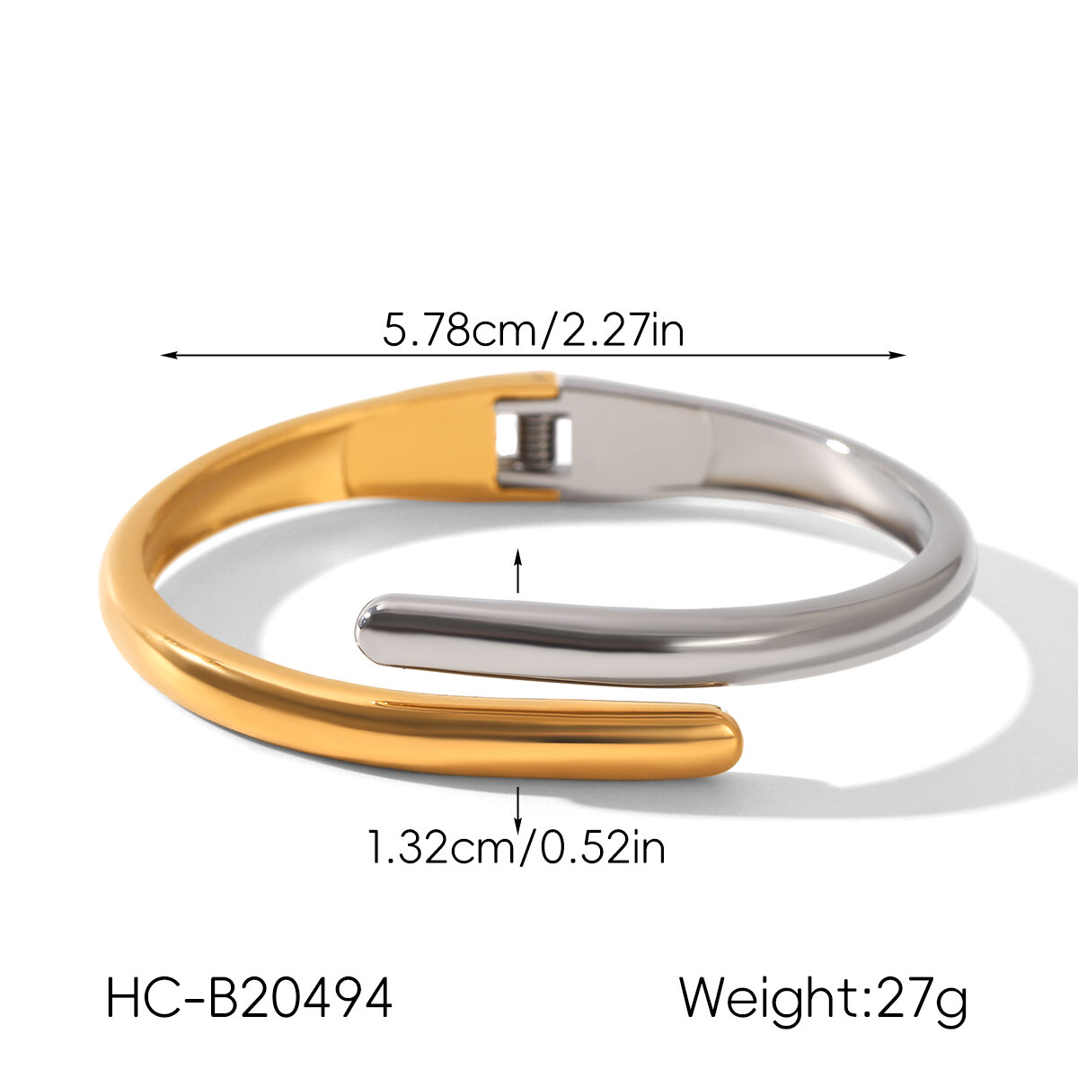 Braccialetti da donna minimalisti in acciaio inossidabile, impermeabili e anti-ossidazione, in colori misti oro e argento h5 Immagine2