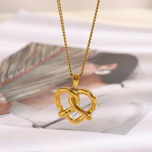 Heart Shape Stainless Steel Waterproof Gold Color Pendant Necklace h5 Picture2