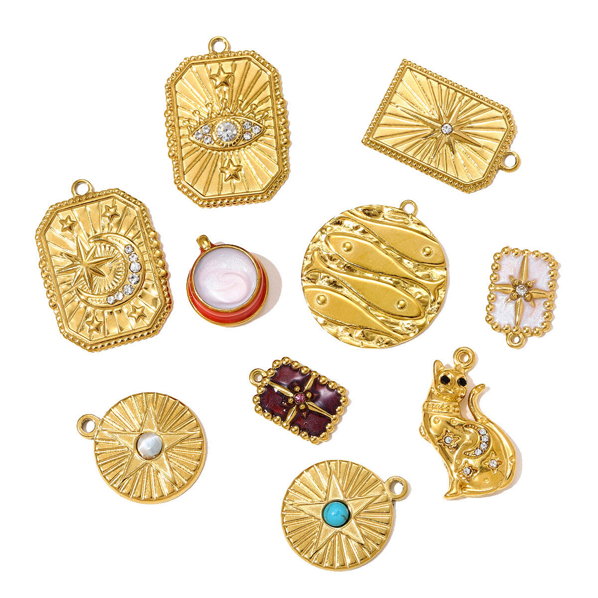 Delicate Retro Tarot Titanium Steel Gold Color Women's Pendants h5 Picture4