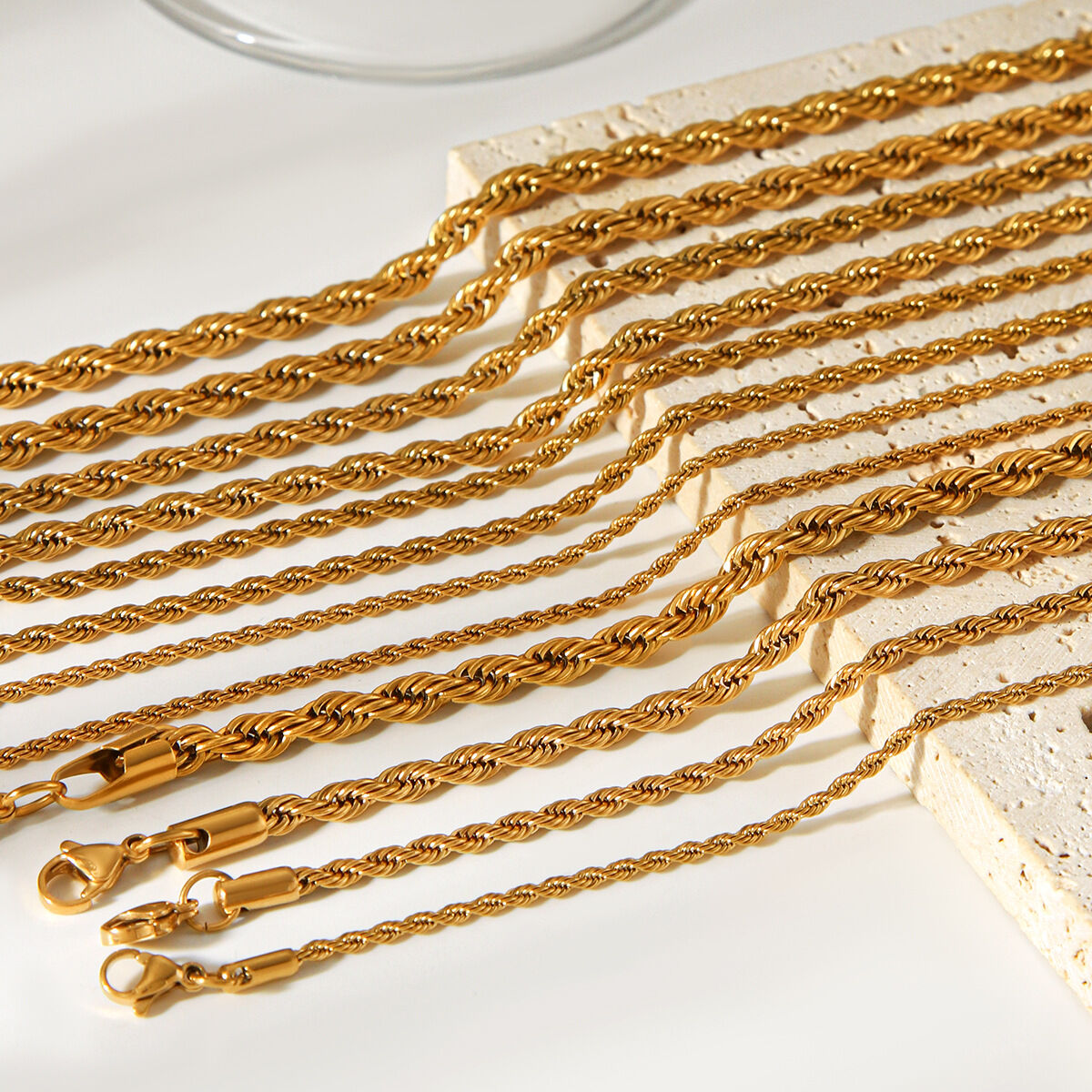 Simple Chain Stainless Steel Waterproof Gold Color Chain Necklace