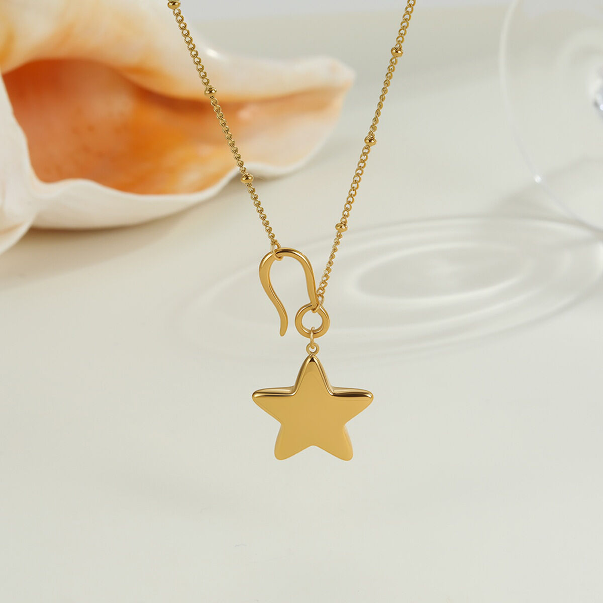 Simple Series Simple Irregular Shape Star Chain Stainless Steel Waterproof   Gold Color  Women's Chain Necklaces h5 Picture2