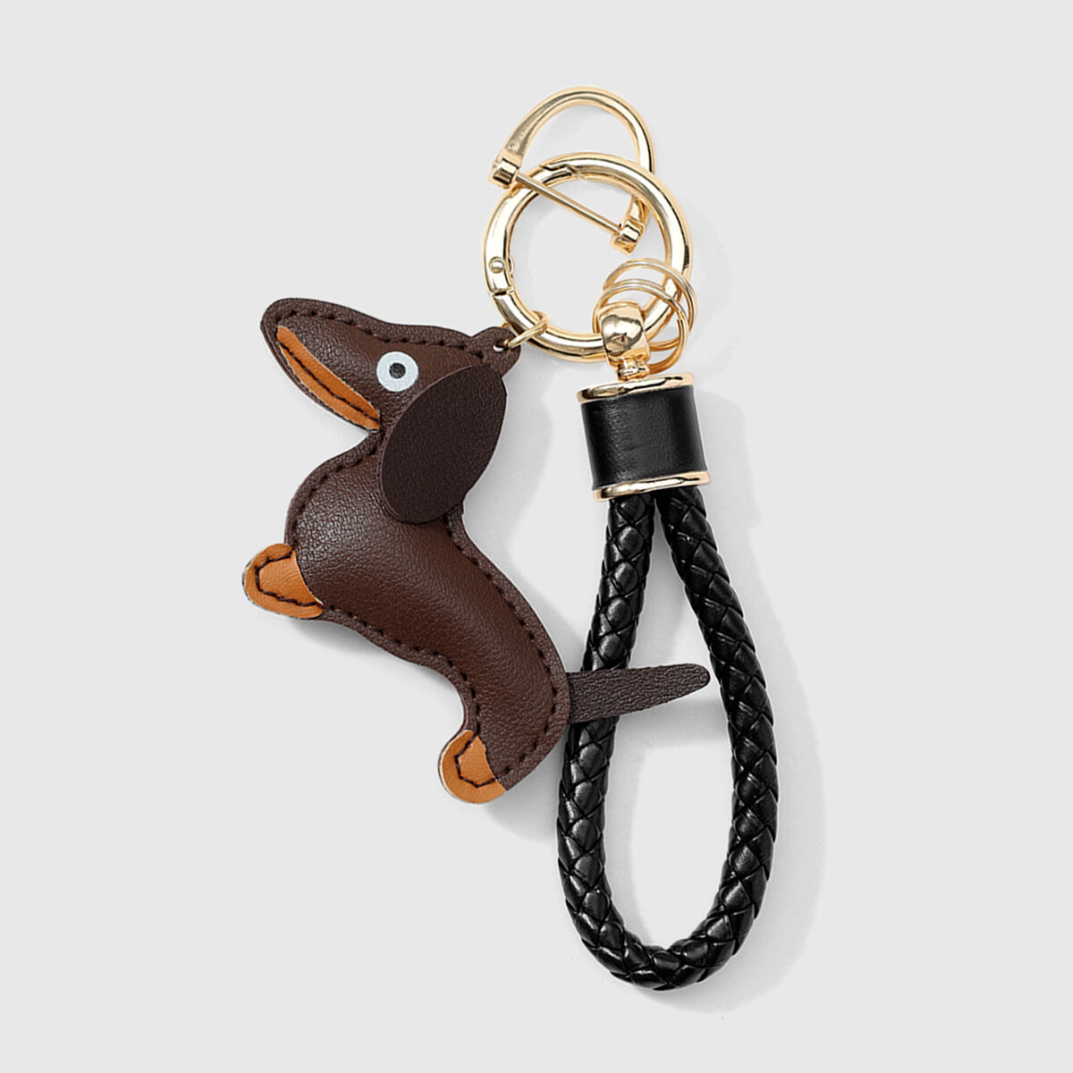 Retro Dachshund Solid Color Cartoon Leather Women's Bag Charms 2