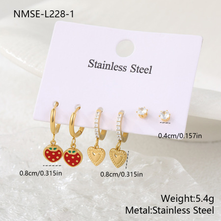 Pendientes de botón para mujer de acero inoxidable, resistentes al agua, color dorado, con forma de corazón irregular y dulce, de serie sencilla