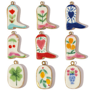Vivid Natural Plant Ceramics Gold Color Women's Pendants h5 Picture5