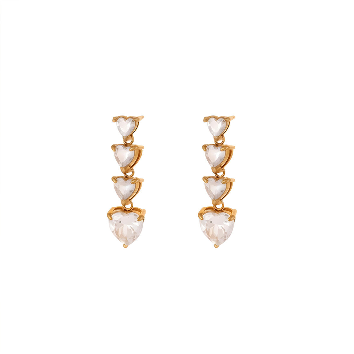 Herzförmige Quastenohrringe aus 18-karätigem Gold mit Zirkonia aus der Light Luxury Serie – Damenohrringe h5Bild5