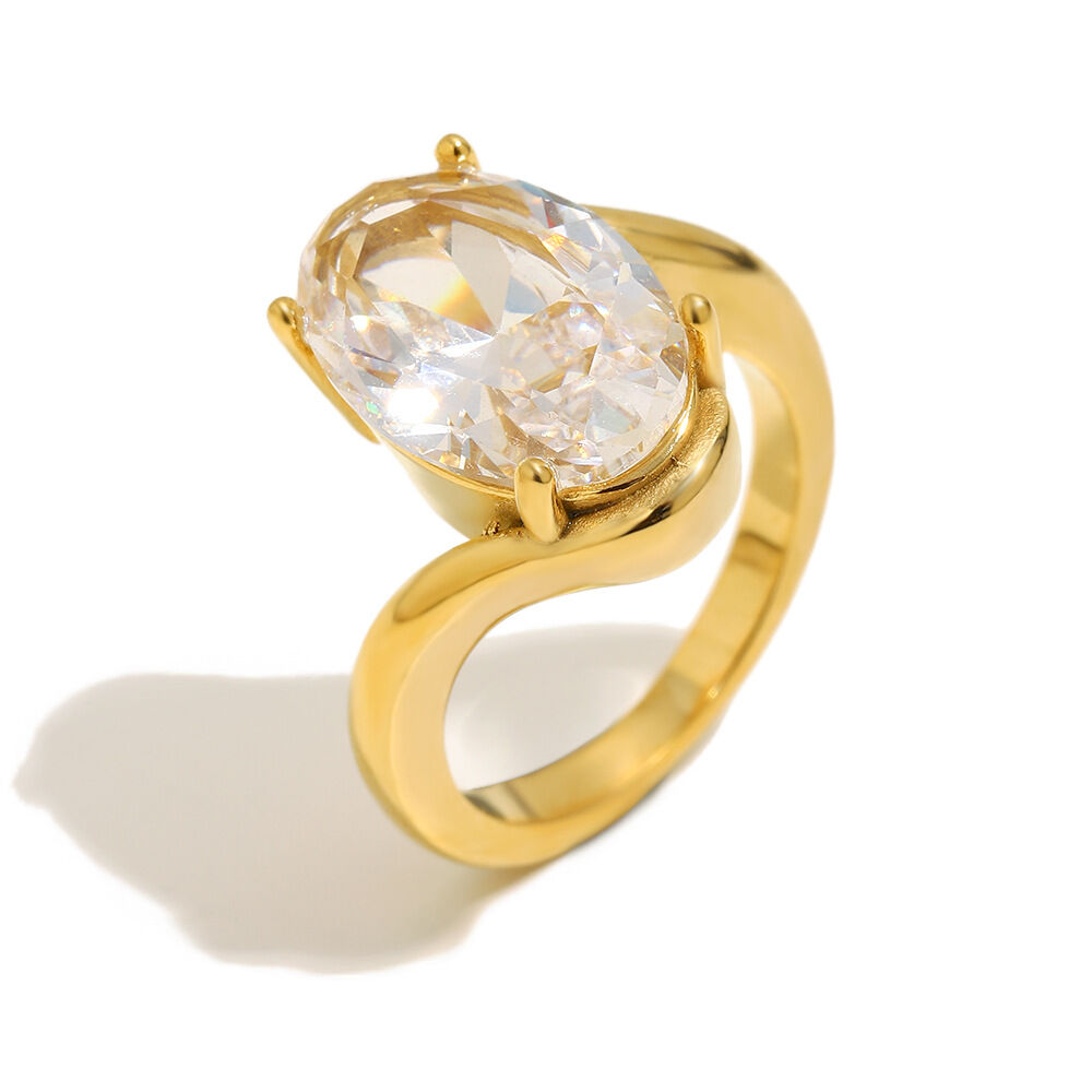 Oval Zircon Ring - Gold/Number 8 Picture3
