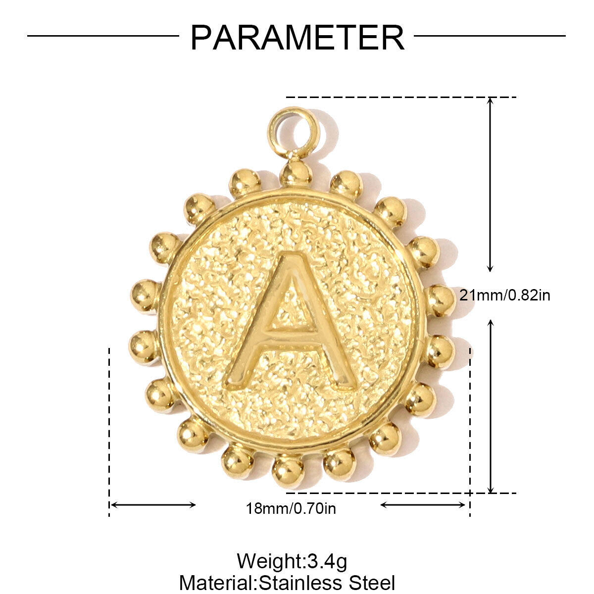 Classic Letter Circle Stainless Steel Waterproof Gold Color Women's Pendants Picture2