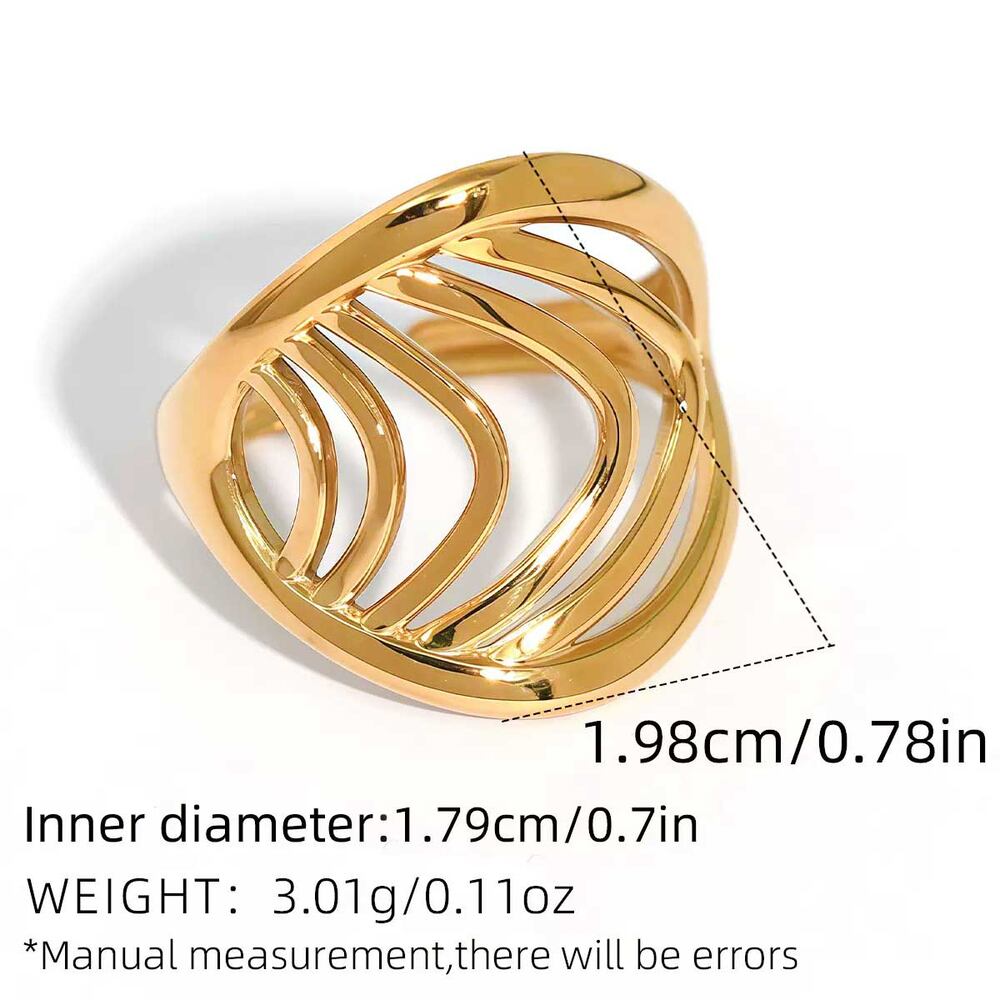 Daily Irregular Shape Lines Stainless Steel Waterproof Gold Color Ring Sets