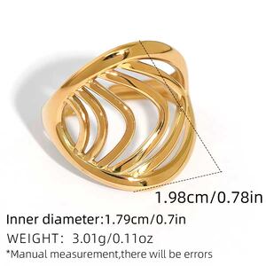 Daily Irregular Shape Lines Stainless Steel Waterproof Gold Color Ring Sets h5