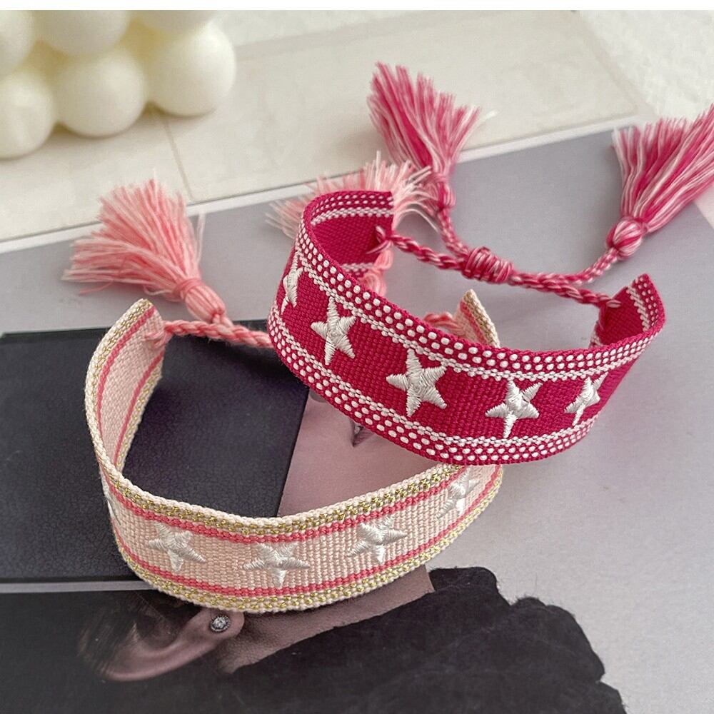 Embroidered Star-shaped Bracelet with Tassels h5Picture3