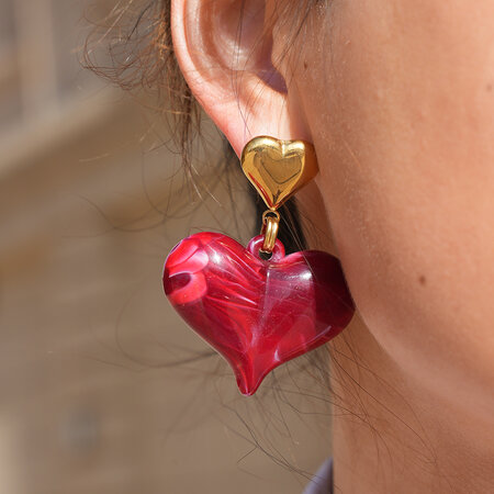 Simple Series Daily Heart roestvrijstalen waterdichte gouden oorbellen voor dames