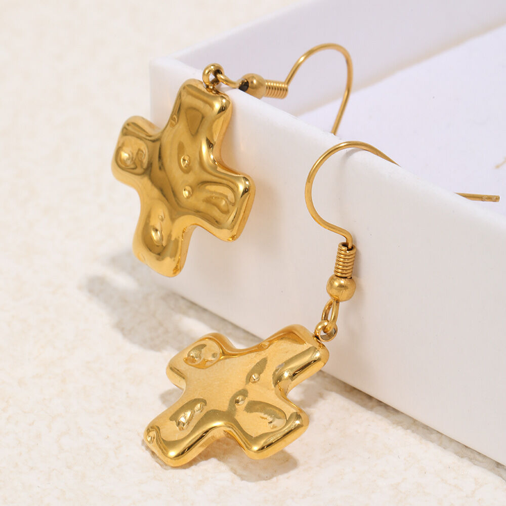 Cross Shape Stainless Steel Waterproof Drop Earrings Picture3