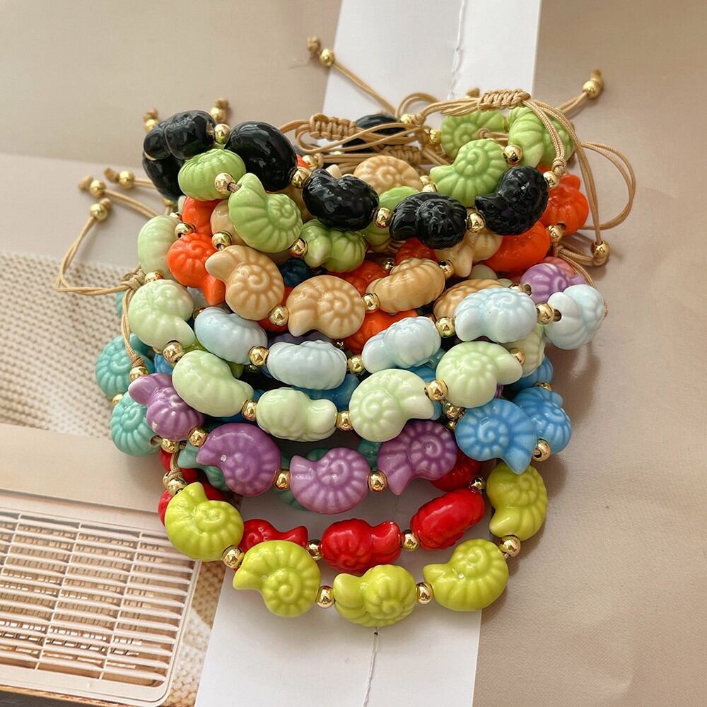 Cute Ceramic Shell Copper Beads Bracelet h5 Picture3