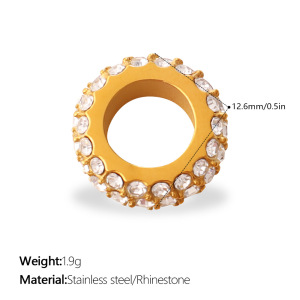 Simple Series Daily Irregular Shape Clover Circle Stainless Steel Waterproof Gold Color Rhinestone Unisex Pendants h5 Picture2