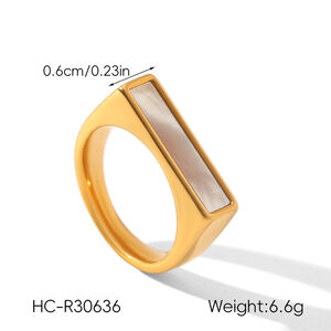 Heart Stainless Steel Waterproof Gold Color Natural Stone Gemstone Ring h5 Picture2