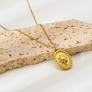 Daily Heart Star Moon Envelope Stainless Steel Waterproof Gold Color Zircon Women's Pendant Necklaces h5 Picture4