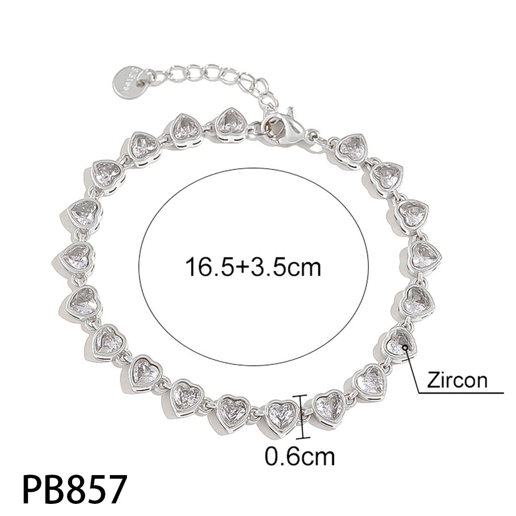 Silver diamond heart bracelet PB873 Picture6
