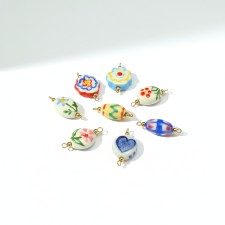Elegant Flower DIY Ceramics Gold Color Women's Pendants