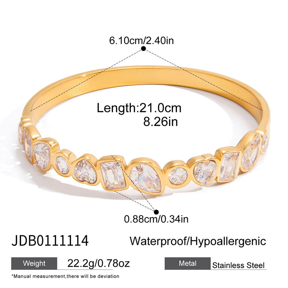 Elegant luster Irregular Shape Stainless Steel Gold Color Waterproof&Anti-tarnish Zircon Women's Bangles Picture2