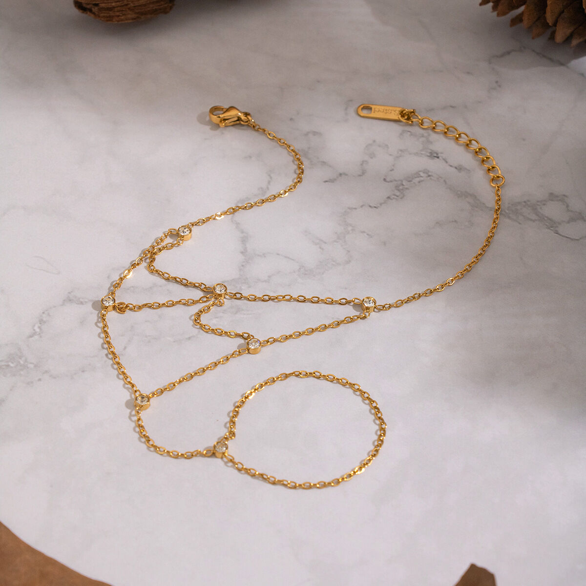 Elegant Chain Stainless Steel Waterproof Gold Color Zircon Women's Hand Chain Picture4