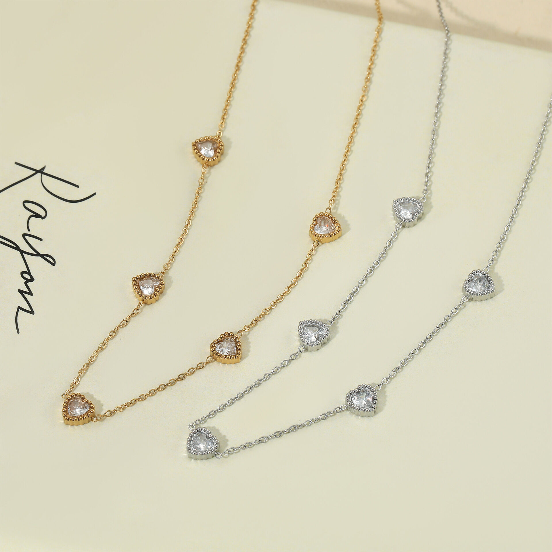 Exquisite Heart Stainless Steel Waterproof Gold Color Women's Pendant Necklaces h5 Picture4