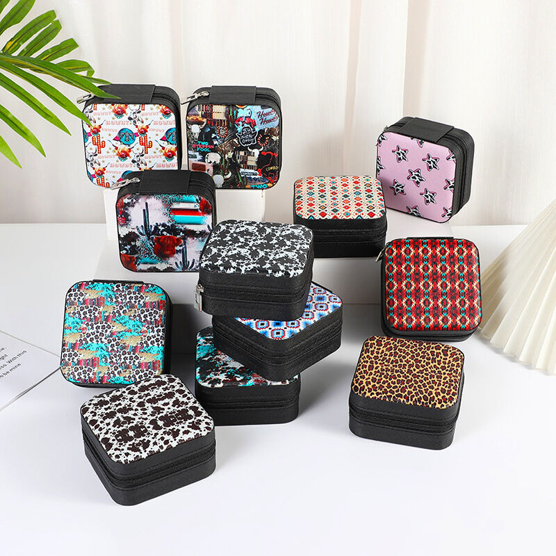 Simple Series Retro Flower Leopard Print Woven Pu Jewelry Boxes h5Picture2