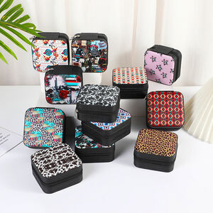 Simple Series Retro Flower Leopard Print Woven Pu Jewelry Boxes h5 Picture2