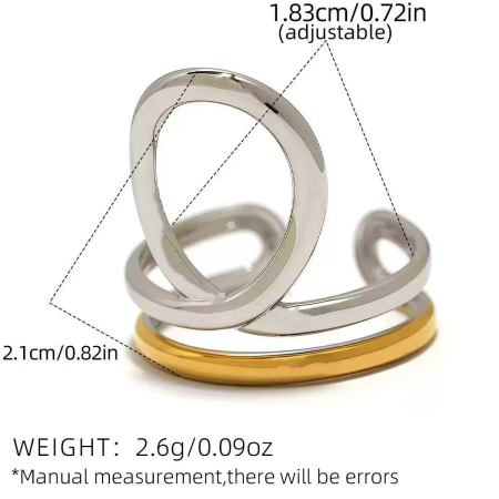 Retro Irregular Shape Stainless Steel  Waterproof Gold Color Women's  Statement Rings