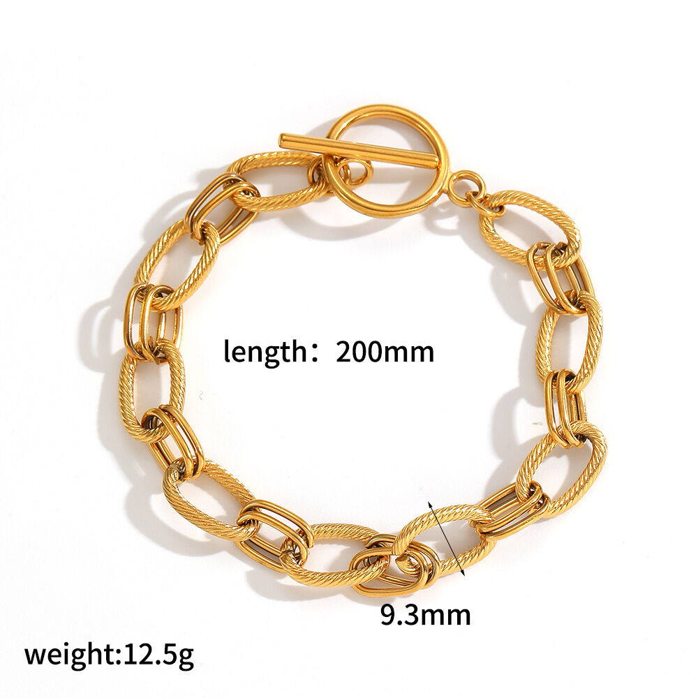 Daily Irregular Stainless Steel Waterproof Gold Color Women's Chain Bracelets h5 Picture2