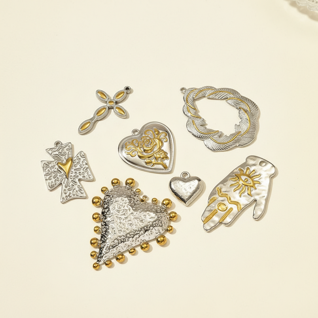 1 Piece Cross Mixed Gold Color And Silver Colors Stainless Steel Waterproof Women's Pendants h5 Picture3