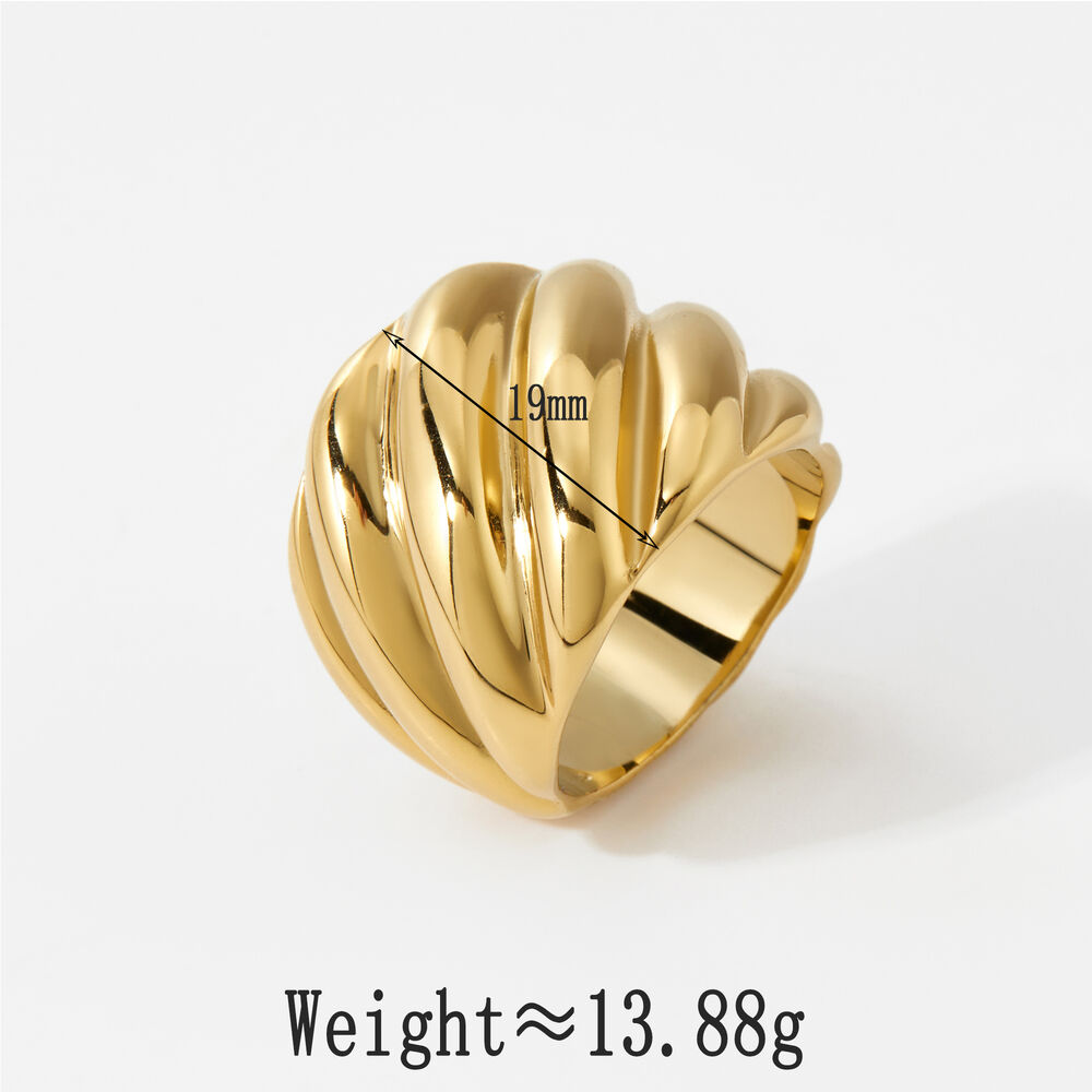 Moderne Statement-Ringe aus Edelstahl in unregelmäßiger Form, wasserfest und goldfarben h5Bild5