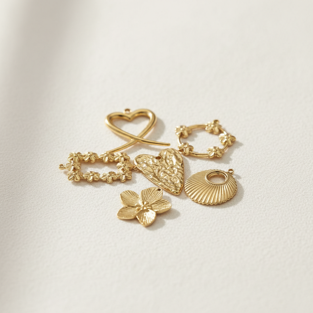 1 Piece Classic Series Daily Flower Stainless Steel Waterproof Gold Color Women's Pendants h5 Picture2