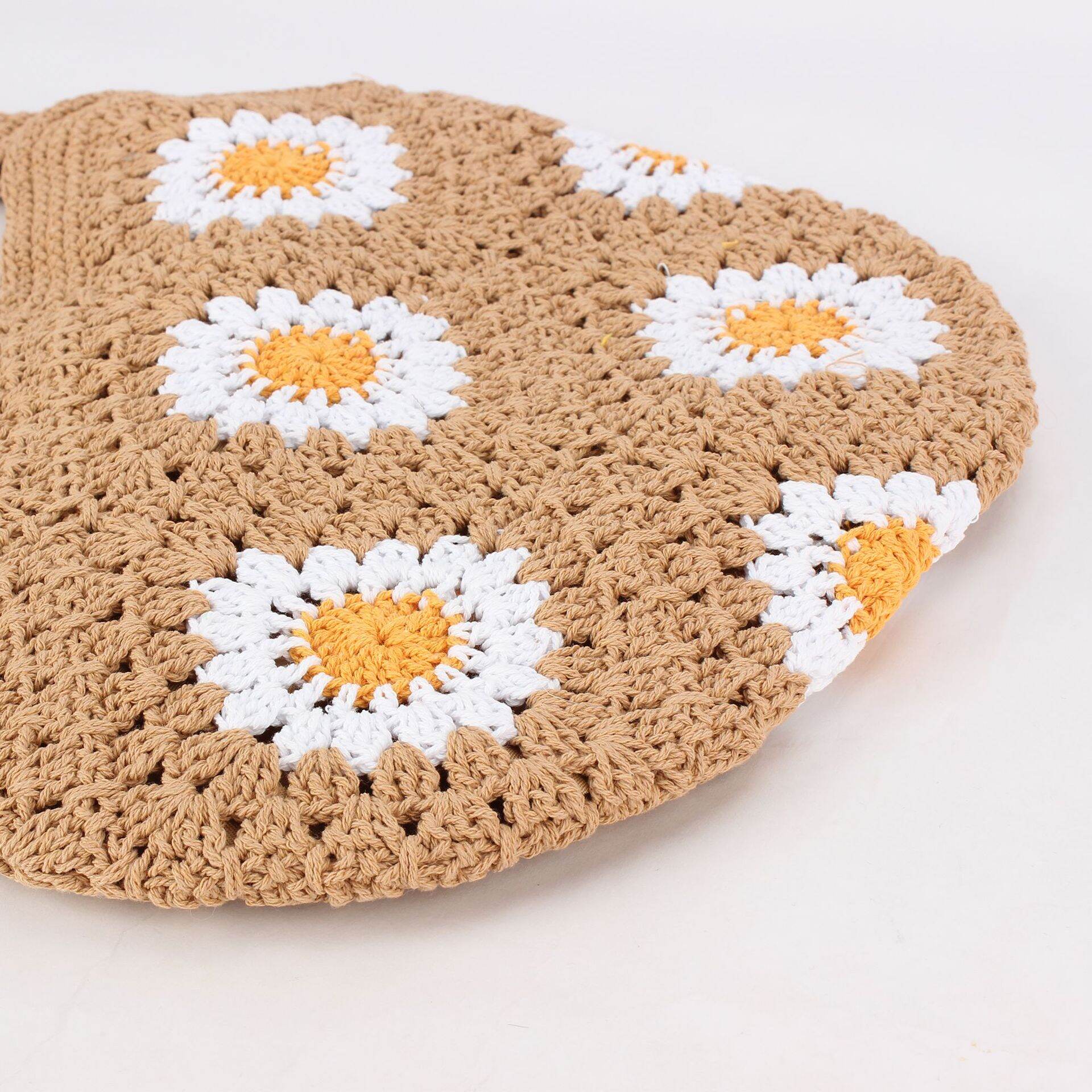 Borse da spiaggia da donna in cotone intrecciato Daisy Vacation h5 Immagine2