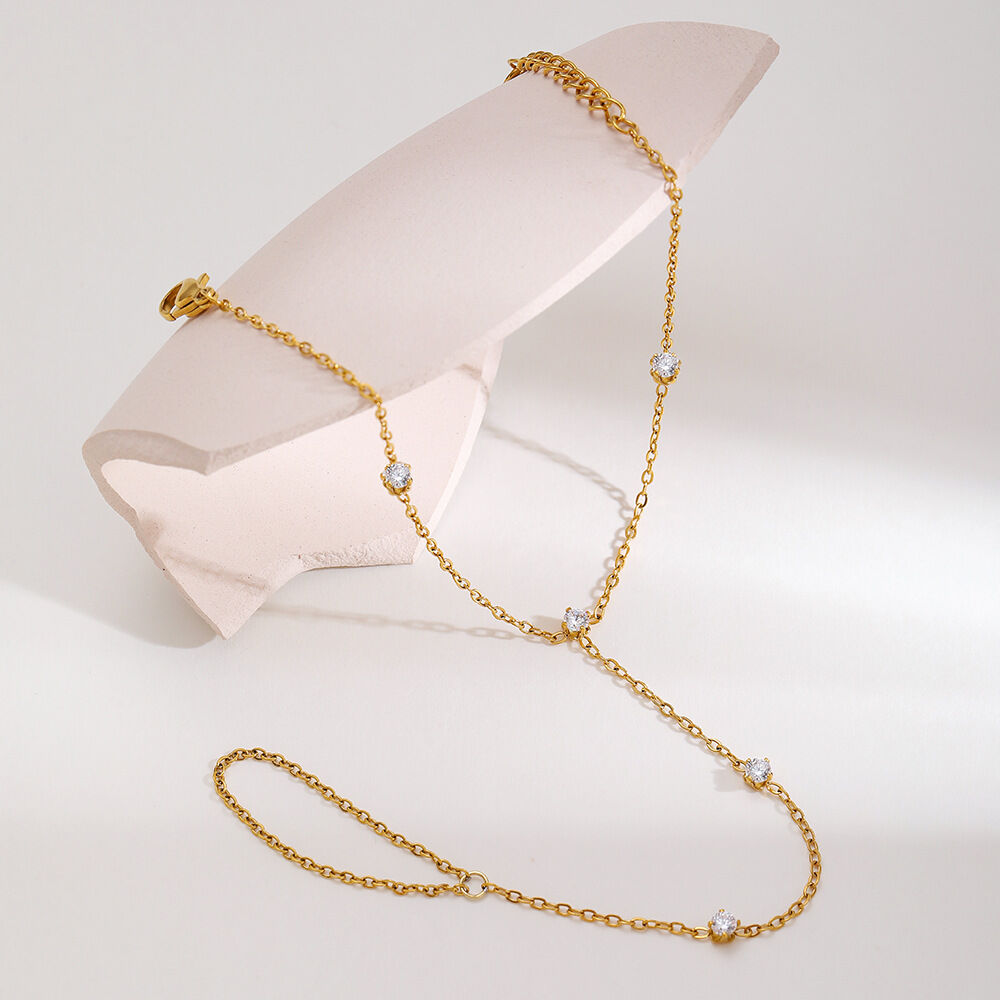 Simple Series Daily Chain Circle Stainless Steel Waterproof   Gold Color  Zircon Women's Chain Bracelets h5 Picture3